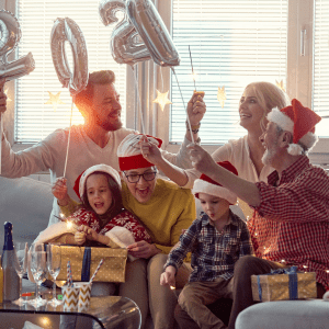 Family celebrating new years.